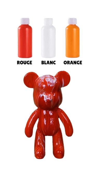 Kit ours fluide à peindre : figurine d'ours avec 3 peintures liquides de couleurs aléatoires à personnaliser. Activité DIY bricolage et décoration, peignez votre ours animal de manière originale et Kit ours fluide à peindre : figurine d'ours avec 3 peintures liquides de couleurs aléatoires à personnaliser. Activité DIY bricolage et décoration, peignez votre ours animal de manière originale et